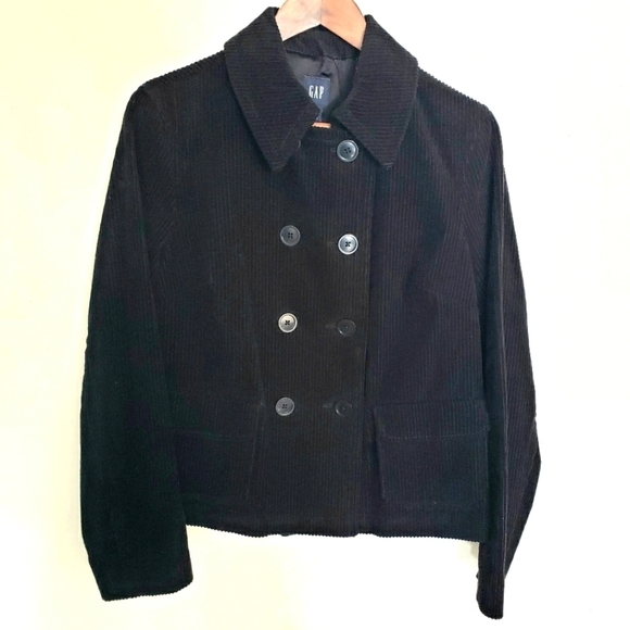 GAP Jackets & Blazers - Vintage Gap Blazer Jacket Corduroy Double Breasted Lined Black Womens Medium Y2K